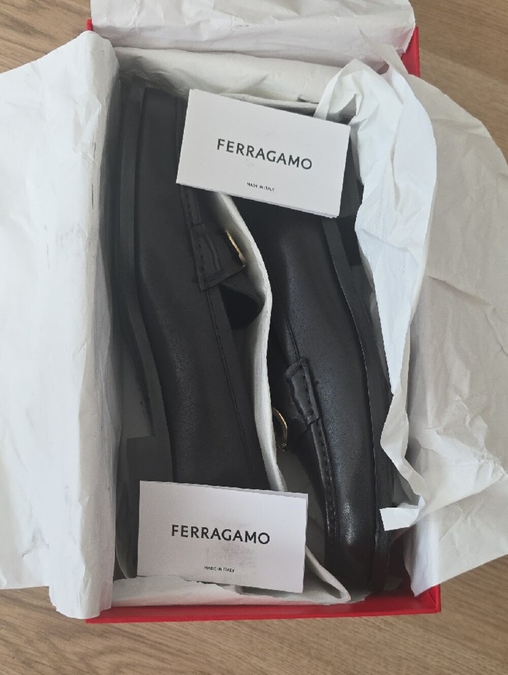 Womens - AUTHENTIC Salvatore Ferragamo Black Leather OFELIA Loafers - Size 10 - Picture 3 of 6